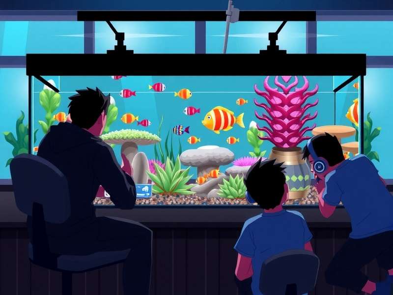 Tropical Fish Extravaganza Social Features showing players collaborating on a Community Tank