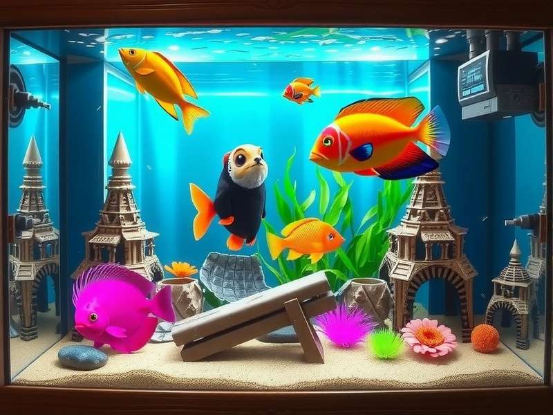Tropical Fish Extravaganza Gameplay showing an aquarium with Indian-themed decorations
